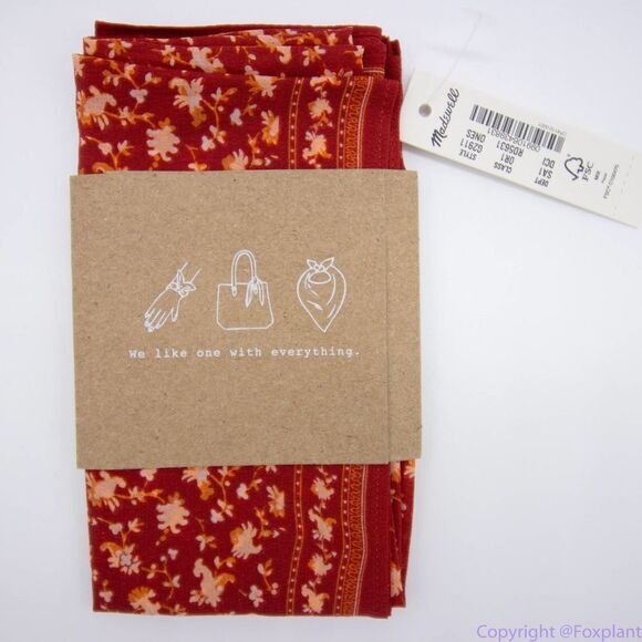 NEW Madewell silk bandana, color:‎ Dark Cinnabar - Picture 8 of 8